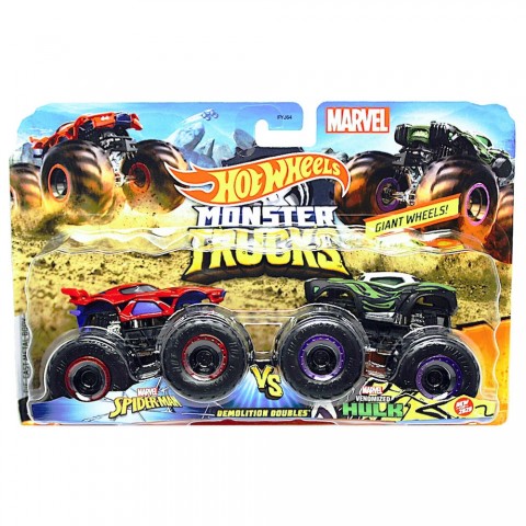 Set Hot Wheels by Mattel Monster Trucks Demolition Doubles Spiderman vs Hulk