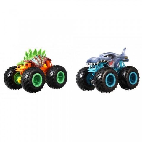 Set Hot Wheels by Mattel Monster Trucks Motosaurus vs Mega Wrex