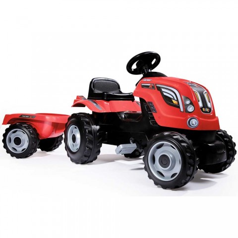 Tractor cu pedale si remorca Smoby Farmer XL rosu