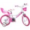 Bicicleta copii Dino Bikes 14" Little Heart alb si roz