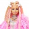 Papusa Barbie by Mattel Extra Style Fluffy Pinky GRN28 cu figurina si accesorii