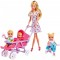 Papusa Simba Steffi Love 29 cm Baby World in rochie cu floricele, cu 2 copii, 1 bebelus si accesorii