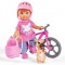 Papusa Simba Evi Love 12 cm Holiday Bike cu bicicleta si catelus