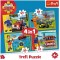 Set puzzle 4 in 1 Trefl Fireman Sam, Pompierul Sam in ajutor, 1x35 piese, 1x48 piese, 1x54 piese, 1x70 piese