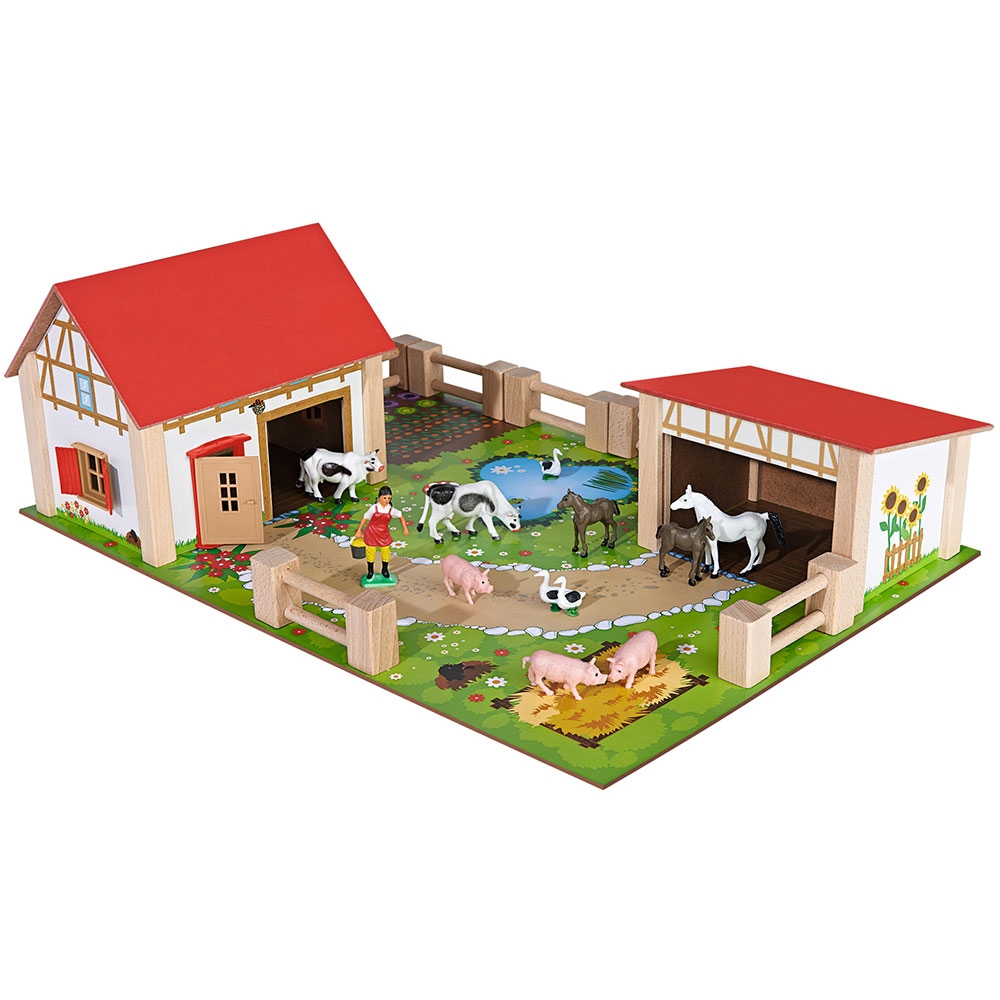 Ferma din lemn Eichhorn 51x36x17 cm cu accesorii 51x36x17