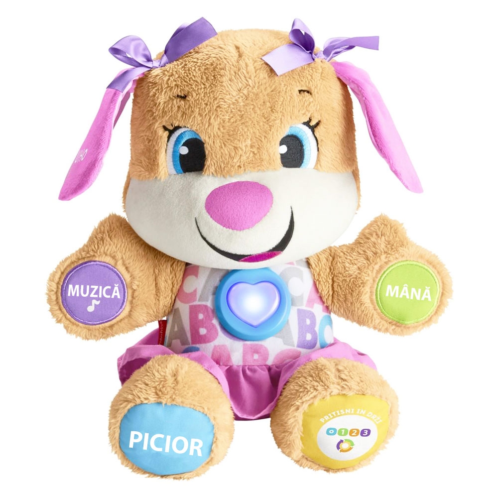 Jucarie de plus Fisher Price by Mattel Laugh and Learn Sis Catelusa vorbitoare in limba romana FISHER PRICE