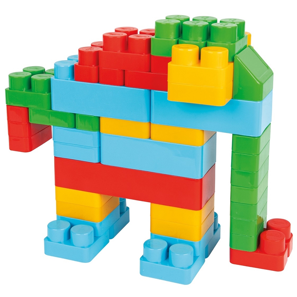 Jucarie Pilsan Cuburi de construit in cutie Jumbo Blocks 60 piese Cuburi si caramizi