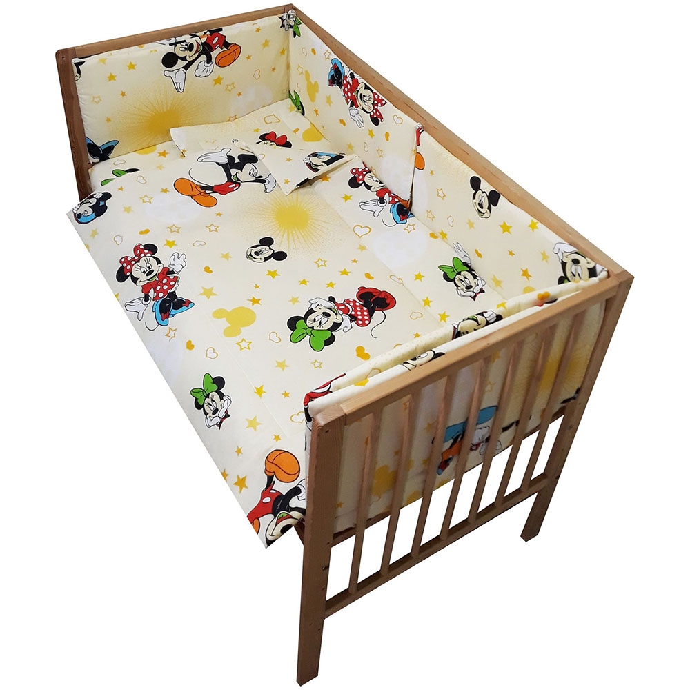 Lenjerie patut hubners mickey si minnie 5 piese crem