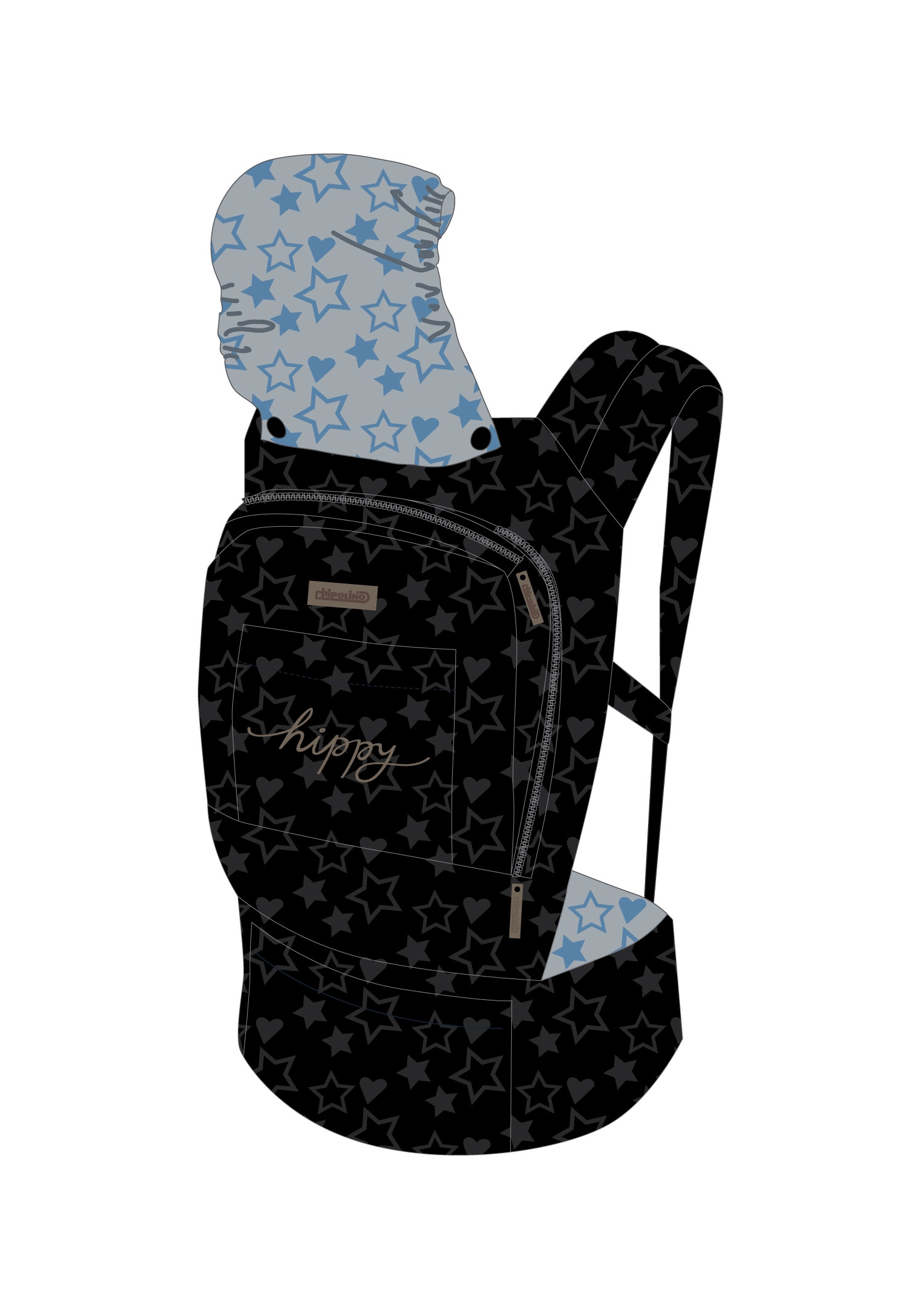 Marsupiu Chipolino Hippy blue stars CHIPOLINO