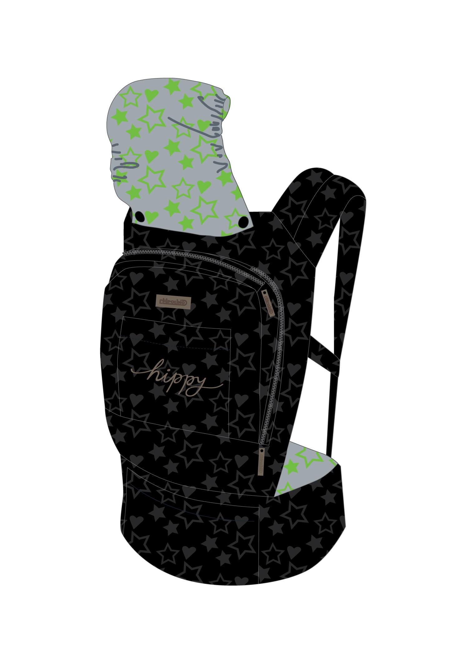 Marsupiu Chipolino Hippy lime stars CHIPOLINO