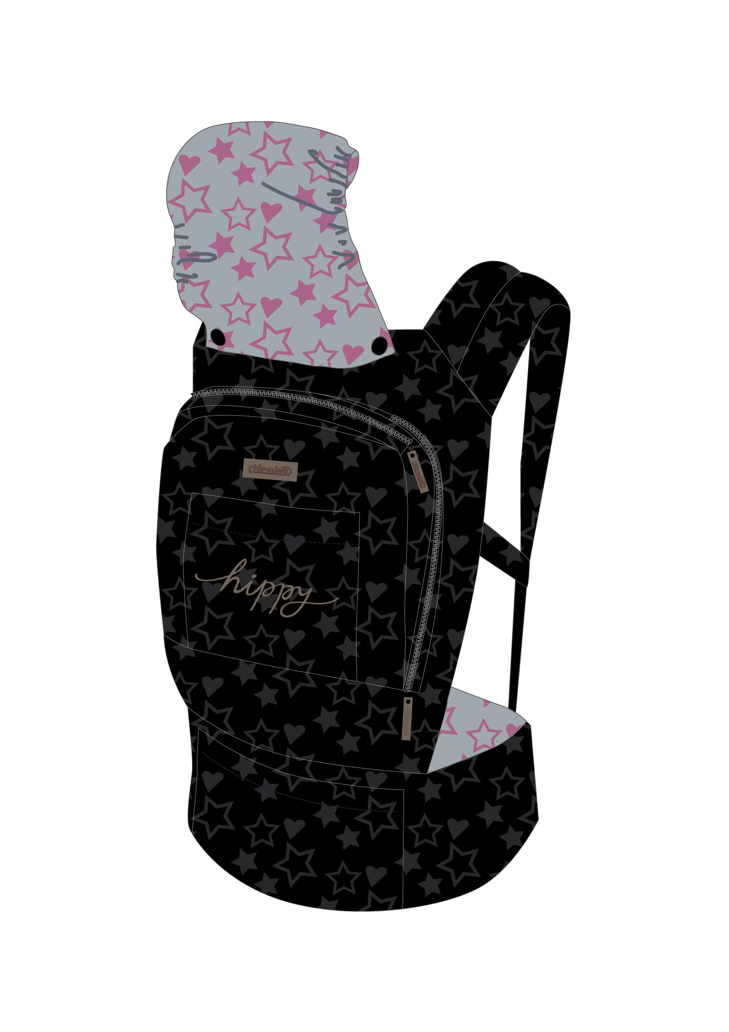 Marsupiu Chipolino Hippy pink stars CHIPOLINO