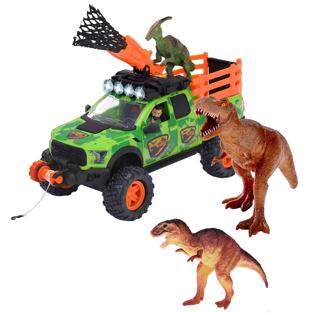 Masina Dickie Toys Dino Hunter cu 4 figurine copii