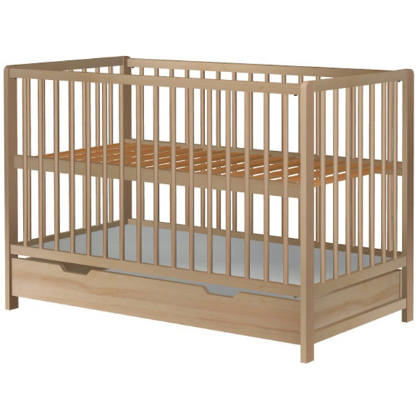 Patut copii din lemn Hubners Dominic 120×60 cm natur cu sertar Hubners