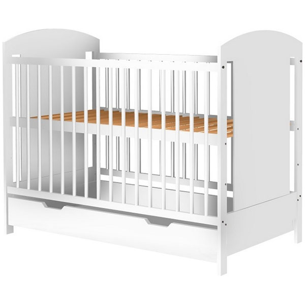 Patut copii din lemn Hubners Kamilla 120×60 cm alb cu sertar Hubners