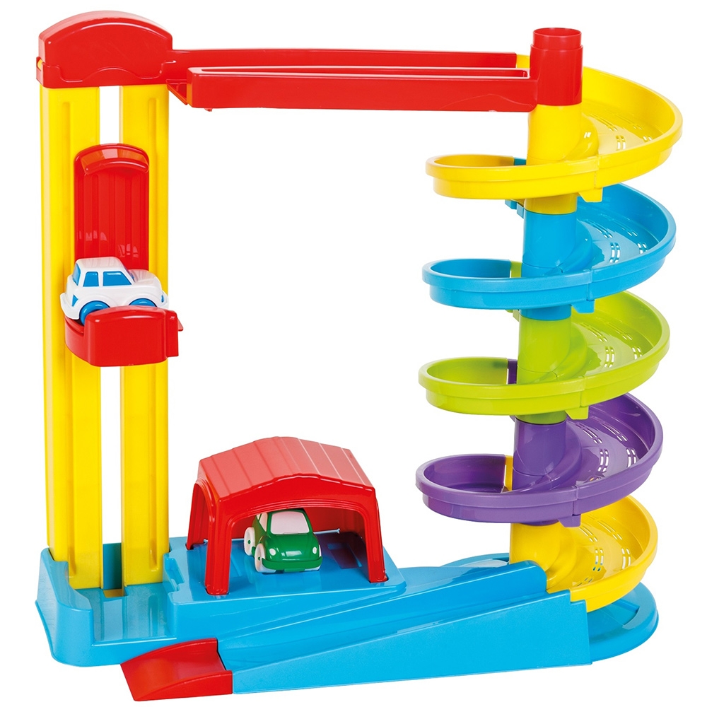 Pista de masini pilsan road set with car lift albastru cu 2 masinute