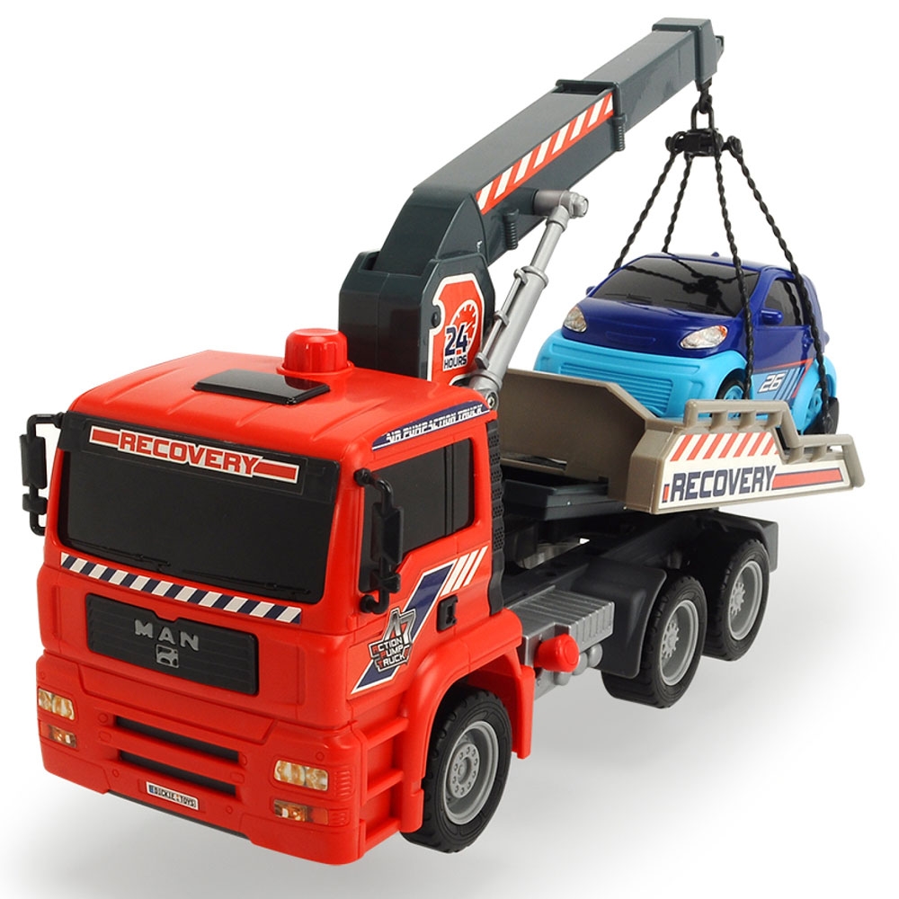 Camion de tractare Dickie Toys MAN Air Pump Crane Truck cu 1 masinuta Air