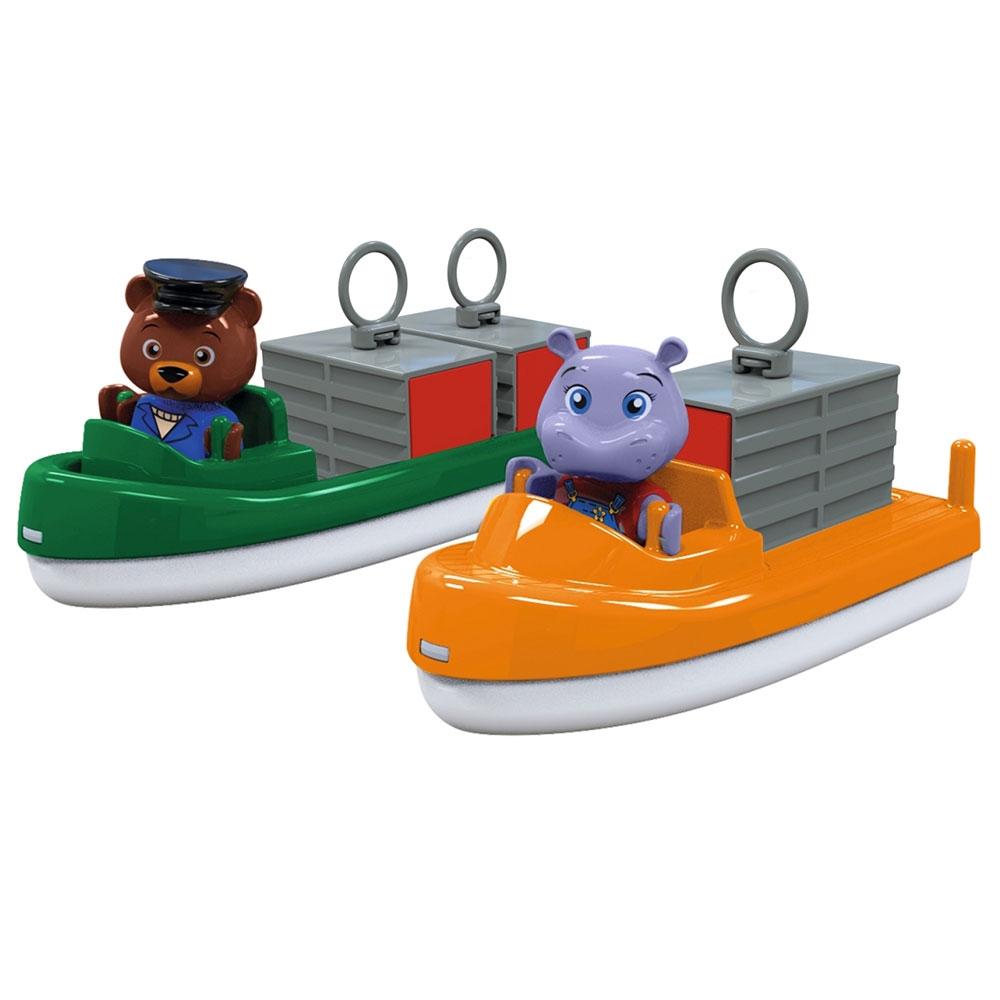 Set AquaPlay 2 barci cu container si 2 figurine AquaPlay
