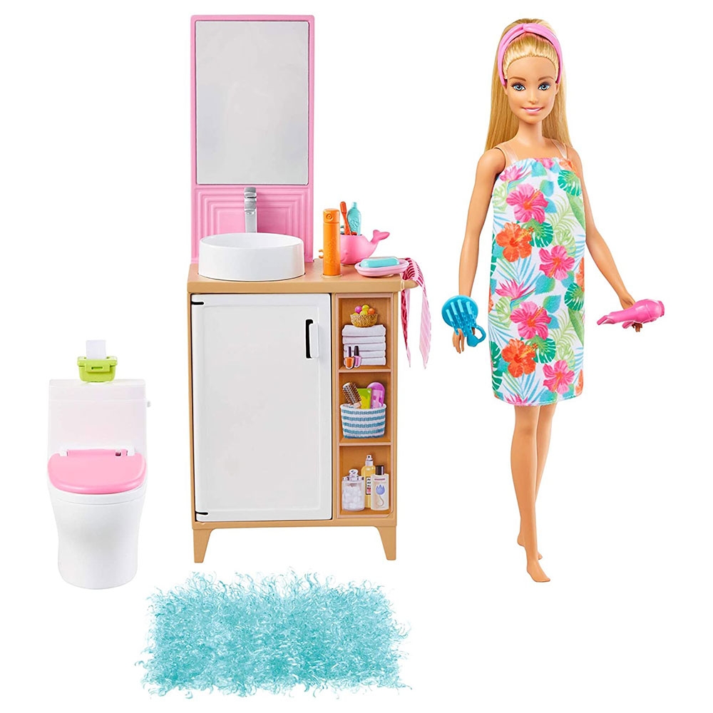 Set Barbie by Mattel Mobilier baie cu papusa si accesorii GRG87 Accesorii