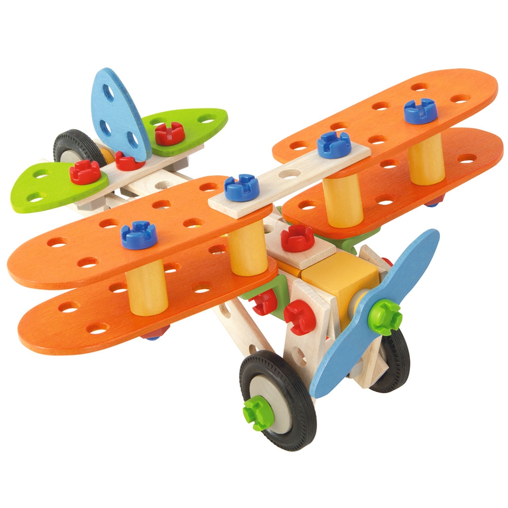 Set constructie din lemn Eichhorn Constructor Biplane 85 piese Biplane