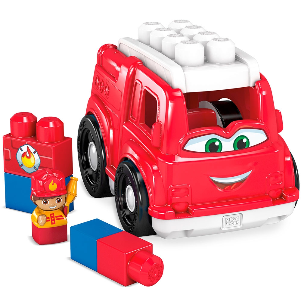 Set constructie Fisher Price Mega Blocks Masina de pompieri cu 6 piese Cuburi si caramizi