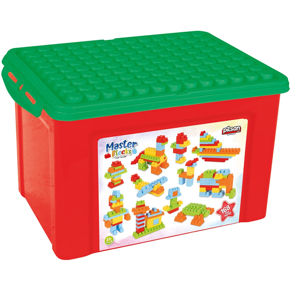 Set constructie Pilsan Master Blocks 168 piese rosu Cuburi si caramizi