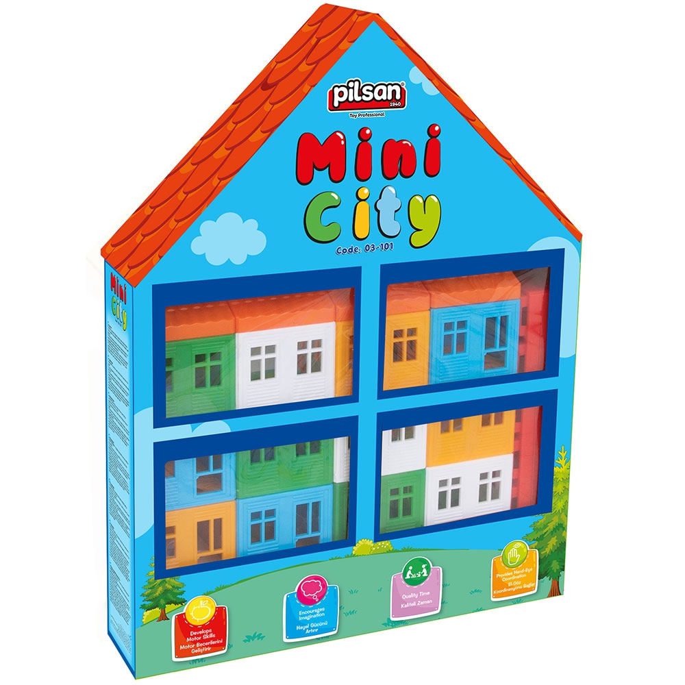 Set constructie Pilsan Mini City 40 piese Cuburi si caramizi