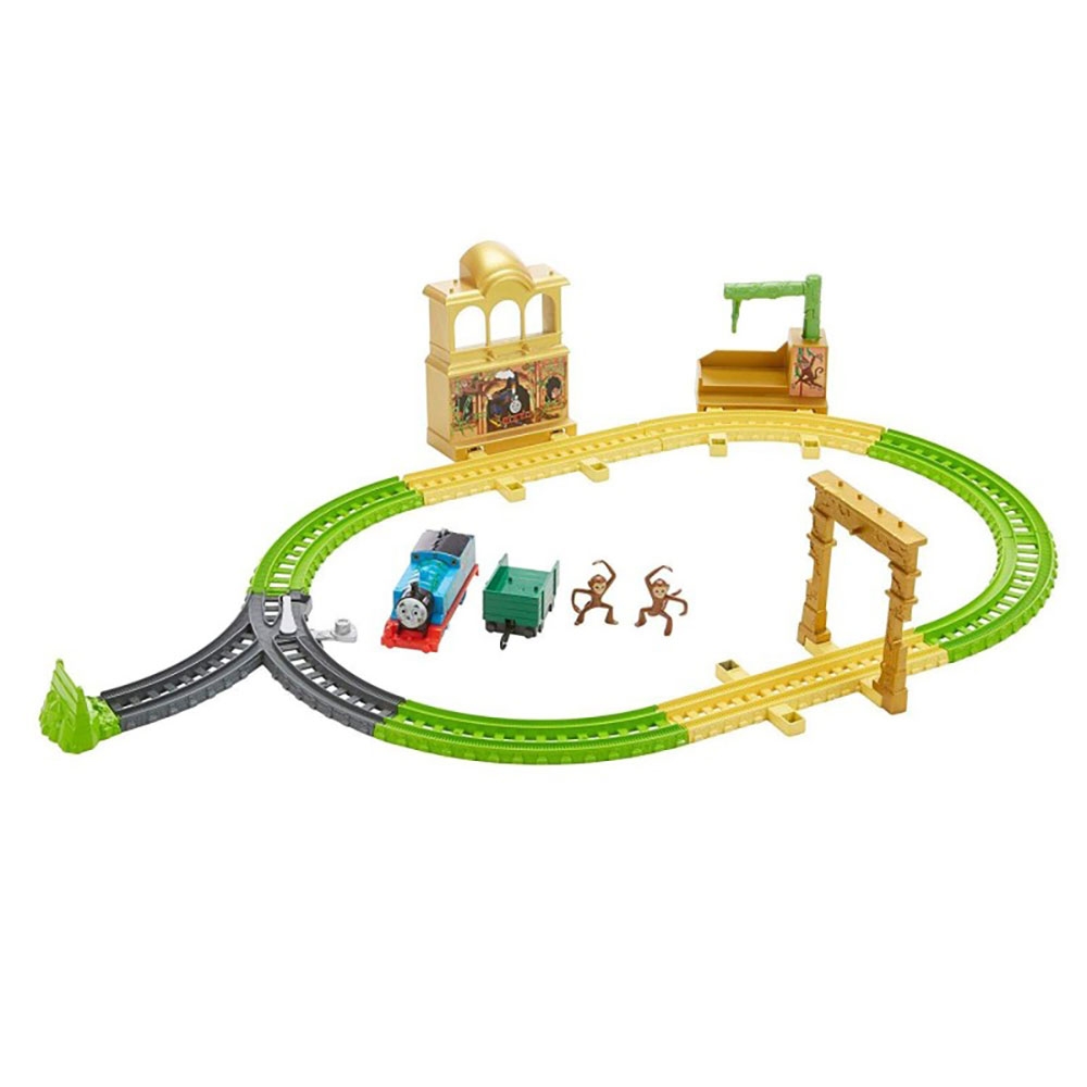 Set Fisher Price by Mattel Thomas and Friends Monkey Palace cu sina, vagoane si locomotiva motorizata and