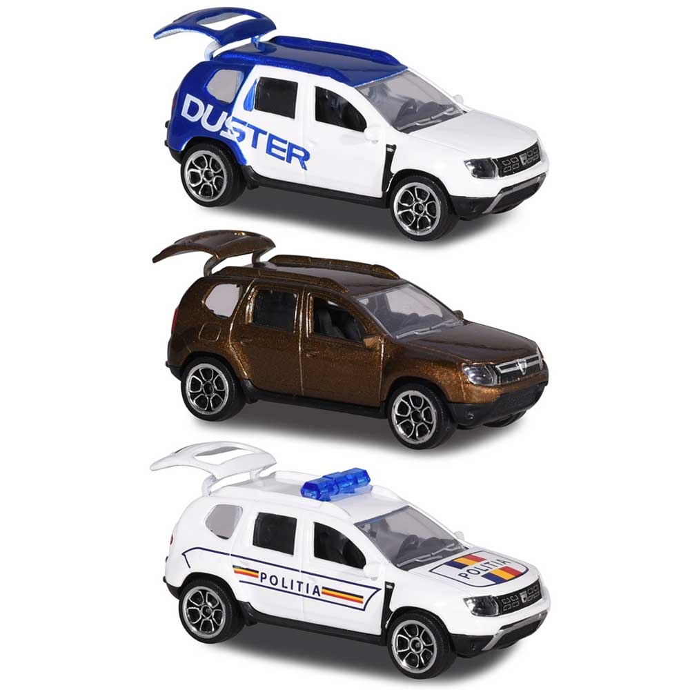 Set Majorette Dacia Duster masina alb albastru, masina maro si masina de politie Jucarii copii