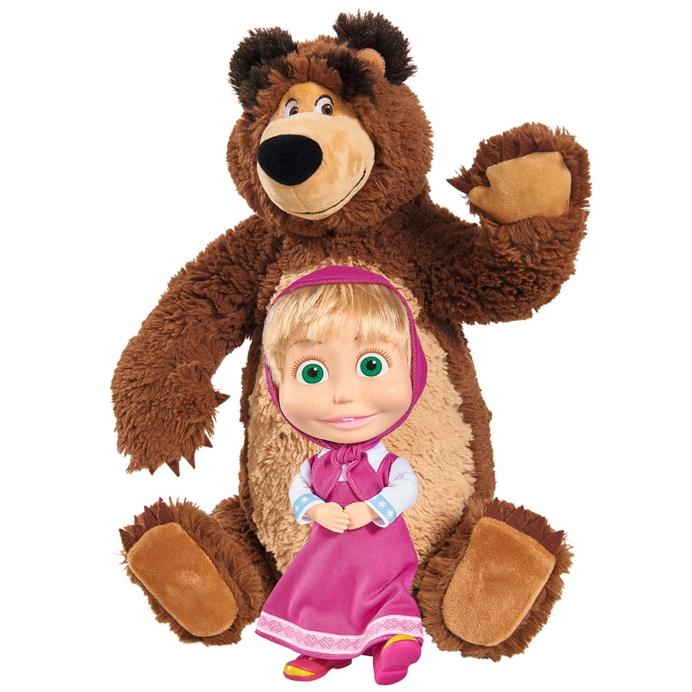 Set Simba Masha and The Bear papusa Masha 23 cm si ursulet de plus 43 cm hubners.ro